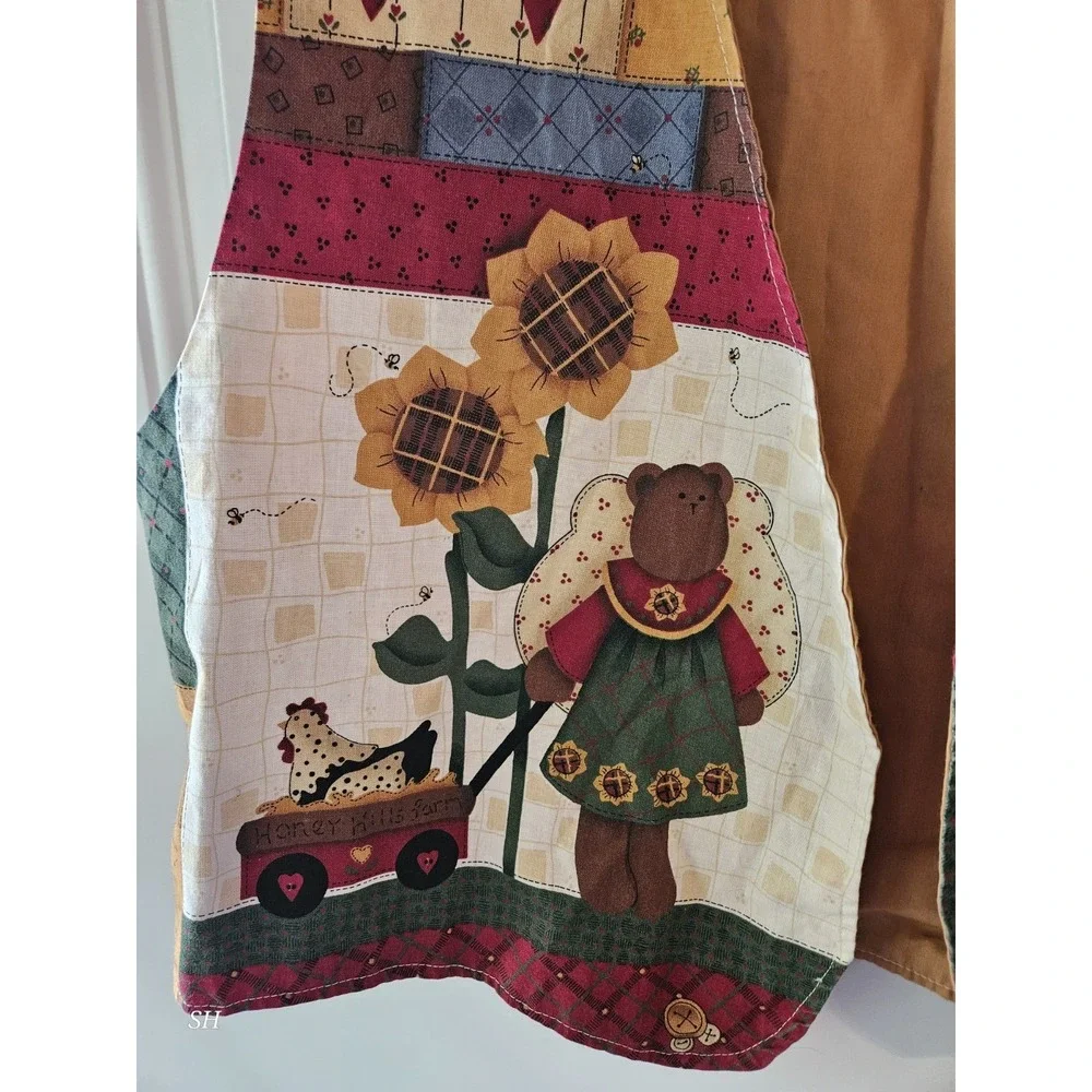 Handmade Country Bears at Heart Quilted Vest Womens L Patchwork Folk Art Cottage